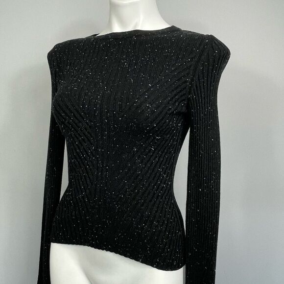 Urban Outfitters Silence + Noise Speckle Patterned Rib Pullover Sweater Black S - Picture 7 of 16